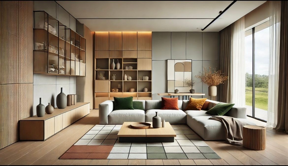 Custom designed living room with modern furniture
