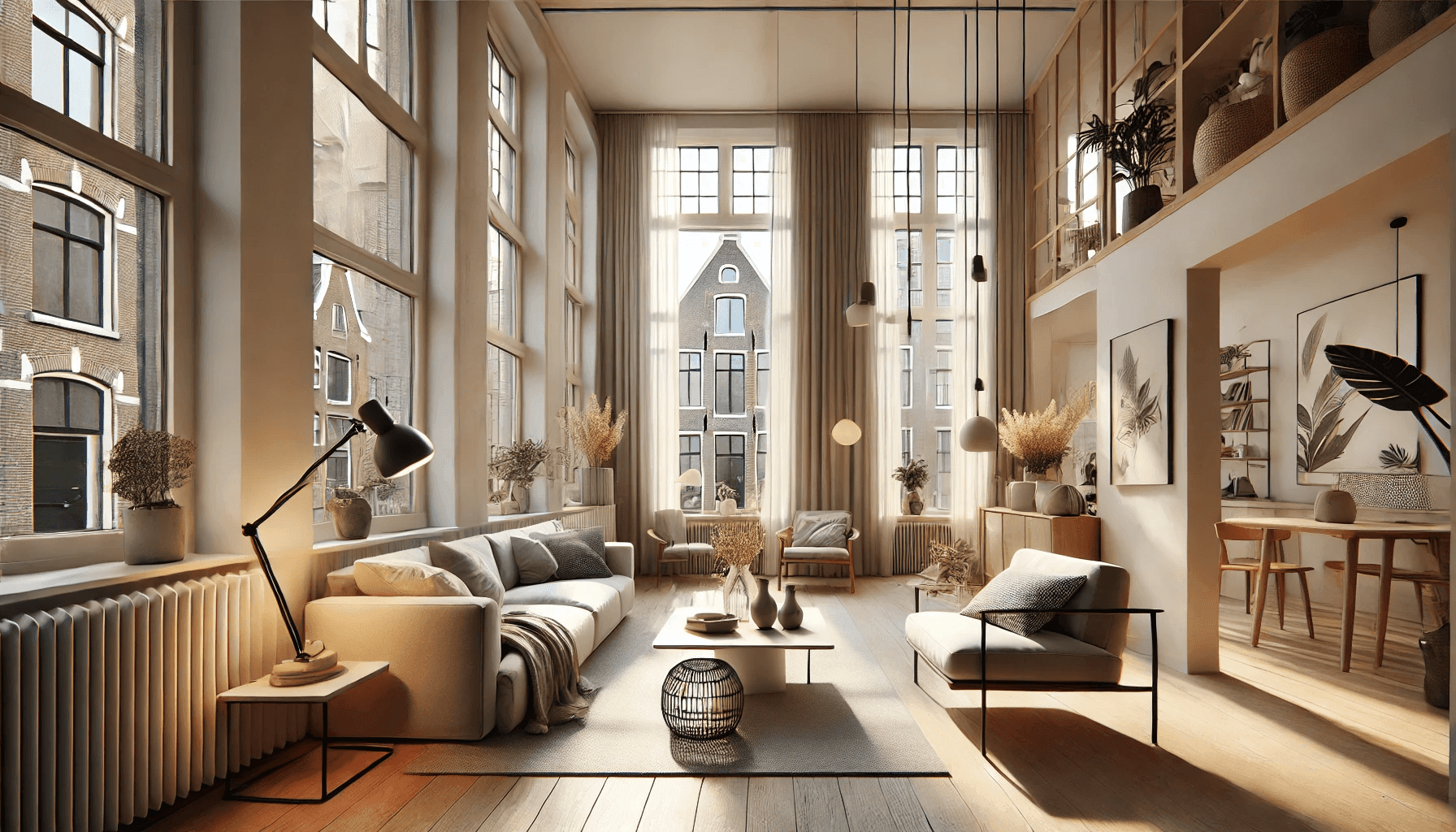 3D rendering of modern living space with Scandinavian design